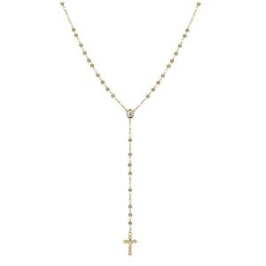 NWT Gratitude & Grace 14KT Gold Flash Plated Cross Rosary Necklace with Beads
